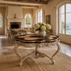 Chateau Rose Quatrefoil Dining Table | Luxury Classical Ivory & Gilded Carved Center Table - EKAR,EKAR FURNITURE CO.,LTD,Chateau Rose Quatrefoil Dining Table | Luxury Classical Ivory & Gilded Carved Center Table - EKAR,foshan furniture factory,custom Furniture factory,china furniture factory