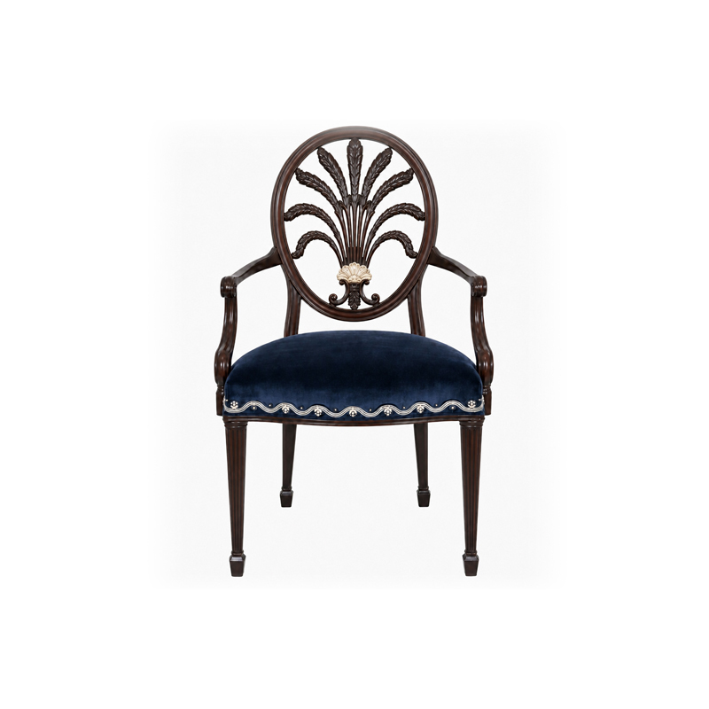 Chippendale Plume-Back Velvet Armchair | Luxury American Classical Carved Dining Chair - EKAR FURNITURE,EKAR FURNITURE CO.,LTD,Chippendale Plume-Back Velvet Armchair | Luxury American Classical Carved Dining Chair - EKAR FURNITURE,foshan furniture factory,custom Furniture factory,china furniture factory