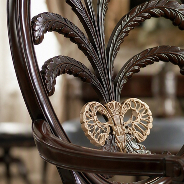 Chippendale Plume-Back Velvet Armchair | Luxury American Classical Carved Dining Chair - EKAR FURNITURE,EKAR FURNITURE CO.,LTD,Chippendale Plume-Back Velvet Armchair | Luxury American Classical Carved Dining Chair - EKAR FURNITURE,foshan furniture factory,custom Furniture factory,china furniture factory