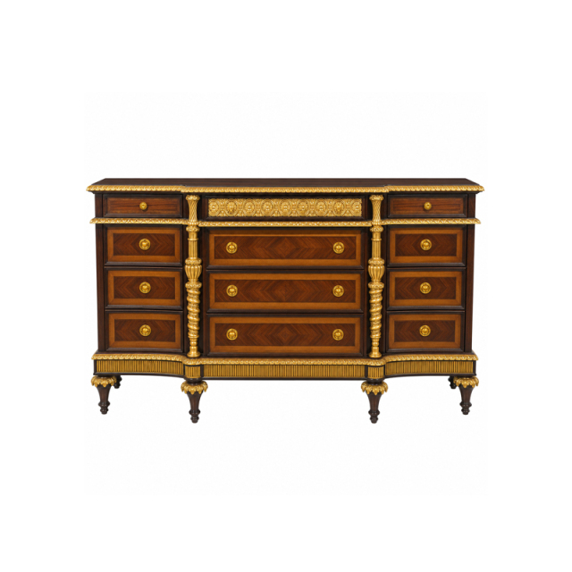American Empire Breakfront Commode | Luxury Classical Parquetry Sideboard with Gilded Columns,EKAR FURNITURE CO.,LTD,American Empire Breakfront Commode | Luxury Classical Parquetry Sideboard with Gilded Columns,foshan furniture factory,custom Furniture factory,china furniture factory