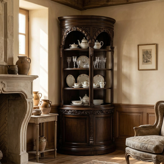 Empire Archway Display Sideboard | Luxury American Classical Curved China Cabinet - EKAR FURNITURE,EKAR FURNITURE CO.,LTD,Empire Archway Display Sideboard | Luxury American Classical Curved China Cabinet - EKAR FURNITURE,foshan furniture factory,custom Furniture factory,china furniture factory