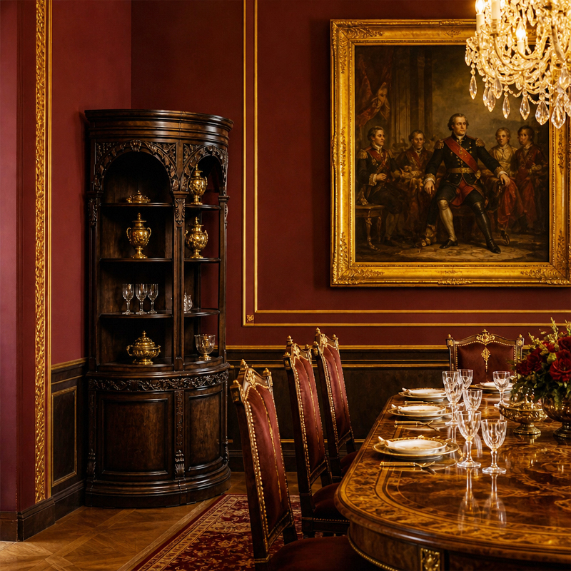 Empire Archway Display Sideboard | Luxury American Classical Curved China Cabinet - EKAR FURNITURE,EKAR FURNITURE CO.,LTD,Empire Archway Display Sideboard | Luxury American Classical Curved China Cabinet - EKAR FURNITURE,foshan furniture factory,custom Furniture factory,china furniture factory