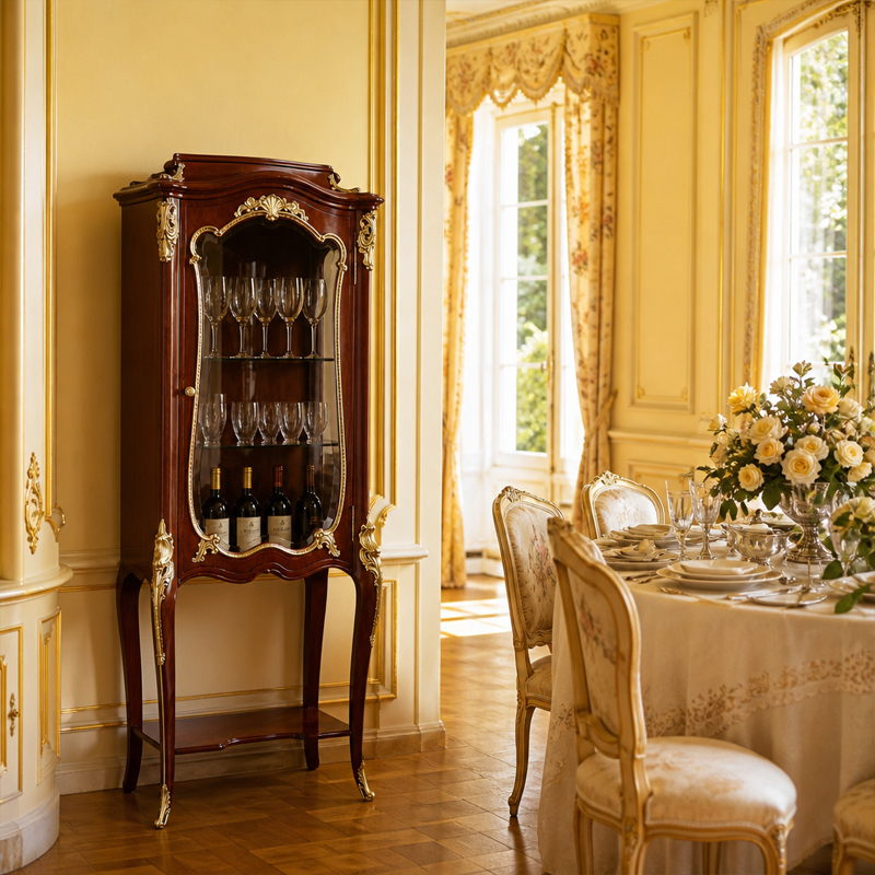 Versailles Rococo Vitrine Wine Cabinet | Luxury French Classical Ormolu Display Cabinet - EKAR FURNITURE,MY SHOP,Versailles Rococo Vitrine Wine Cabinet | Luxury French Classical Ormolu Display Cabinet - EKAR FURNITURE,foshan furniture factory,custom Furniture factory,china furniture factory