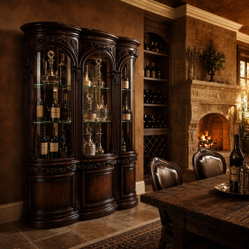 Versailles Triple-Arch Serpentine China Cabinet | Luxury French Classical Mirrored Display Sideboard,EKAR FURNITURE CO.,LTD,Versailles Triple-Arch Serpentine China Cabinet | Luxury French Classical Mirrored Display Sideboard,foshan furniture factory,custom Furniture factory,china furniture factory