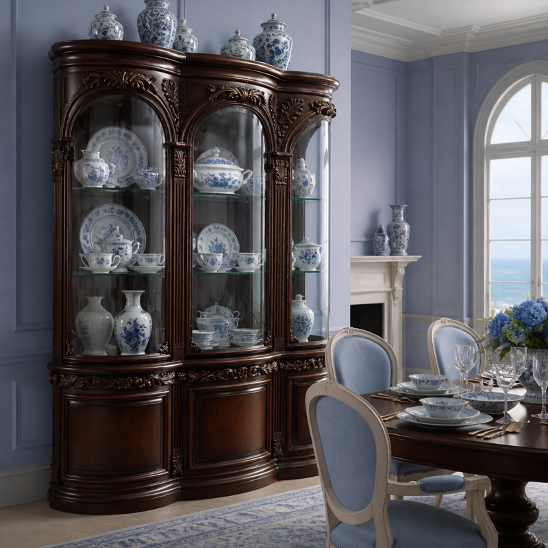 Versailles Triple-Arch Serpentine China Cabinet | Luxury French Classical Mirrored Display Sideboard,EKAR FURNITURE CO.,LTD,Versailles Triple-Arch Serpentine China Cabinet | Luxury French Classical Mirrored Display Sideboard,foshan furniture factory,custom Furniture factory,china furniture factory