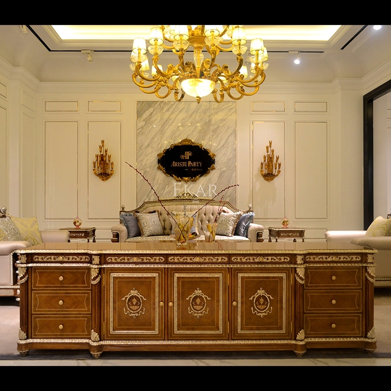 American Empire Gilded Credenza TV Cabinet | Luxury Classical Urn-Medallion Media Console - EKAR FURNITURE,EKAR FURNITURE CO.,LTD,American Empire Gilded Credenza TV Cabinet | Luxury Classical Urn-Medallion Media Console - EKAR FURNITURE,foshan furniture factory,custom Furniture factory,china furniture factory
