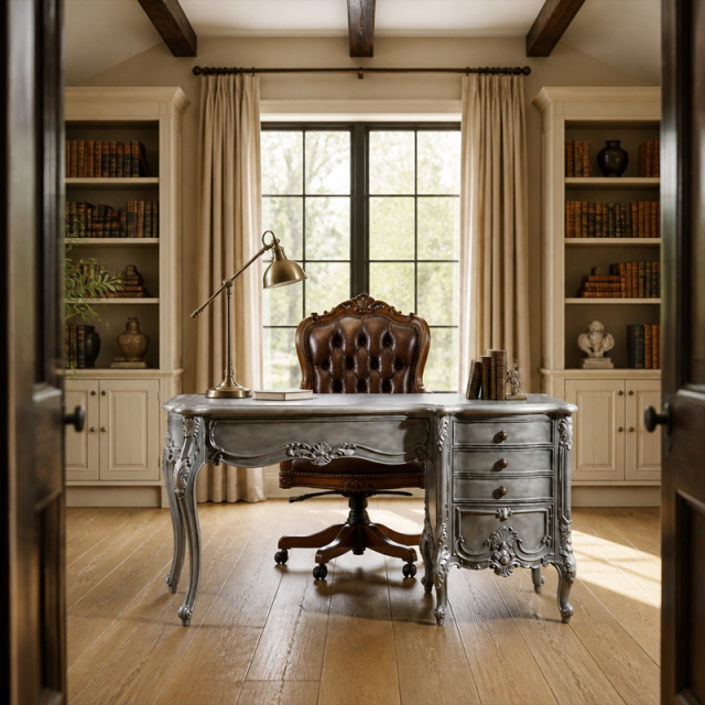 Silver Regent Rococo Writing Desk | Luxury French Classical Antiqued Pewter Executive Desk - EKAR,EKAR FURNITURE CO.,LTD,Silver Regent Rococo Writing Desk | Luxury French Classical Antiqued Pewter Executive Desk - EKAR,foshan furniture factory,custom Furniture factory,china furniture factory