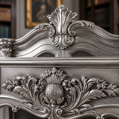 Silver Provincial Hutch Executive Desk | Luxury French Classical Glazed Office Bureau - EKAR FURNITURE,EKAR FURNITURE CO.,LTD,Silver Provincial Hutch Executive Desk | Luxury French Classical Glazed Office Bureau - EKAR FURNITURE,foshan furniture factory,custom Furniture factory,china furniture factory