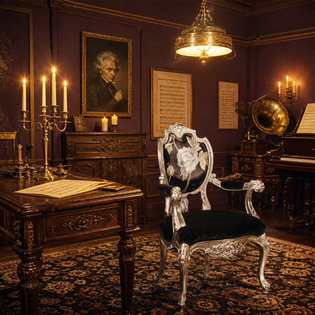 Silver Rococo Rose Accent Office Chair | Luxury French Classical Black Velvet Study Seating - EKAR,EKAR FURNITURE CO.,LTD,Silver Rococo Rose Accent Office Chair | Luxury French Classical Black Velvet Study Seating - EKAR,foshan furniture factory,custom Furniture factory,china furniture factory