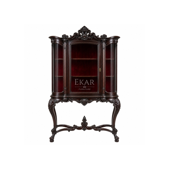 Versailles Rococo Shell-Crest Display Cabinet | Luxury French Classical Curved Vitrine Sideboard - EKAR,EKAR FURNITURE CO.,LTD,Versailles Rococo Shell-Crest Display Cabinet | Luxury French Classical Curved Vitrine Sideboard - EKAR,foshan furniture factory,custom Furniture factory,china furniture factory