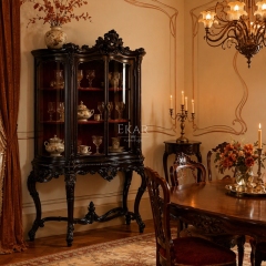 Versailles Rococo Shell-Crest Display Cabinet | Luxury French Classical Curved Vitrine Sideboard - EKAR,EKAR FURNITURE CO.,LTD,Versailles Rococo Shell-Crest Display Cabinet | Luxury French Classical Curved Vitrine Sideboard - EKAR,foshan furniture factory,custom Furniture factory,china furniture factory
