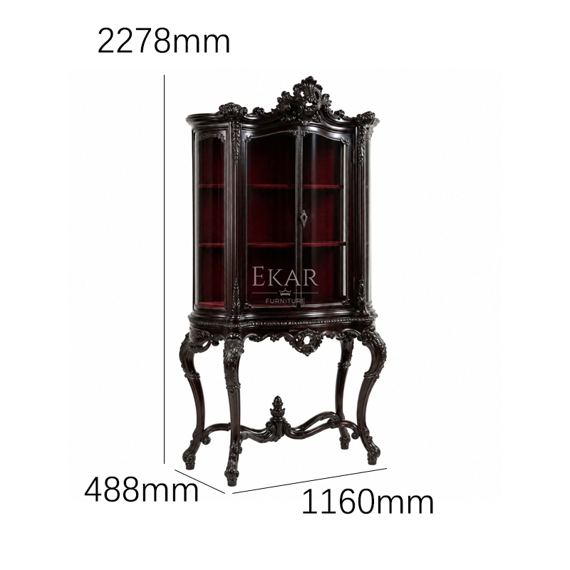Versailles Rococo Shell-Crest Display Cabinet | Luxury French Classical Curved Vitrine Sideboard - EKAR,EKAR FURNITURE CO.,LTD,Versailles Rococo Shell-Crest Display Cabinet | Luxury French Classical Curved Vitrine Sideboard - EKAR,foshan furniture factory,custom Furniture factory,china furniture factory