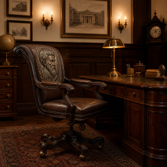 Medallion Classical Swivel Office Chair | Luxury French Neoclassical Leather Desk Chair - EKAR FURNITURE,EKAR FURNITURE CO.,LTD,Medallion Classical Swivel Office Chair | Luxury French Neoclassical Leather Desk Chair - EKAR FURNITURE,foshan furniture factory,custom Furniture factory,china furniture factory