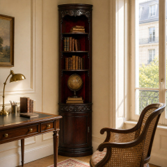 Versailles Gold-Leaf Corner Library Cabinet | Luxury French Classical Burl-Wood Bookcase - EKAR FURNITURE,EKAR FURNITURE CO.,LTD,Versailles Gold-Leaf Corner Library Cabinet | Luxury French Classical Burl-Wood Bookcase - EKAR FURNITURE,foshan furniture factory,custom Furniture factory,china furniture factory