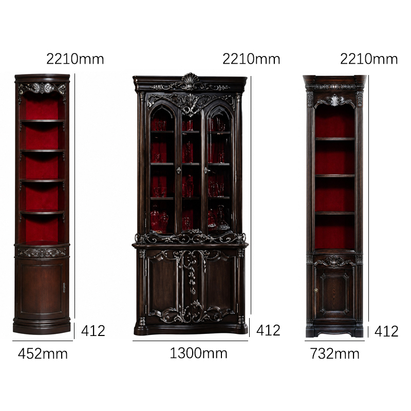 Versailles Gold-Leaf Corner Library Cabinet | Luxury French Classical Burl-Wood Bookcase - EKAR FURNITURE,EKAR FURNITURE CO.,LTD,Versailles Gold-Leaf Corner Library Cabinet | Luxury French Classical Burl-Wood Bookcase - EKAR FURNITURE,foshan furniture factory,custom Furniture factory,china furniture factory
