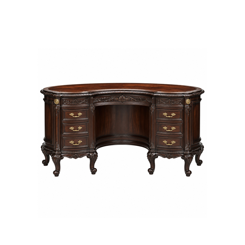 Versailles Kidney-Shape Executive Desk | Luxury French Classical Carved Leather-Top Writing Table - EKAR,EKAR FURNITURE CO.,LTD,Versailles Kidney-Shape Executive Desk | Luxury French Classical Carved Leather-Top Writing Table - EKAR,foshan furniture factory,custom Furniture factory,china furniture factory