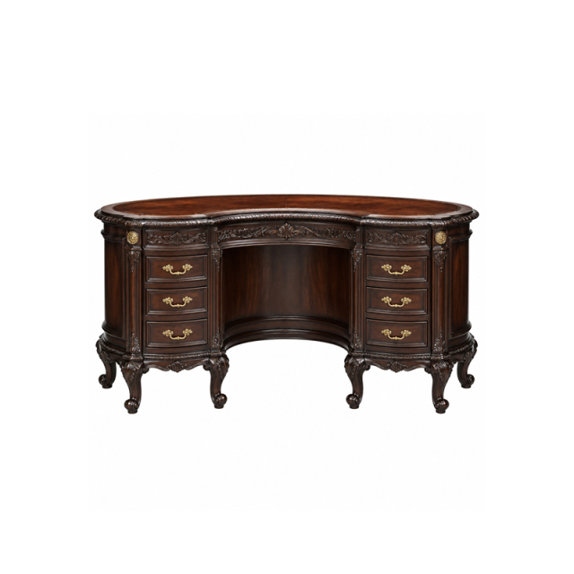 Versailles Kidney-Shape Executive Desk | Luxury French Classical Carved Leather-Top Writing Table - EKAR,EKAR FURNITURE CO.,LTD,Versailles Kidney-Shape Executive Desk | Luxury French Classical Carved Leather-Top Writing Table - EKAR,foshan furniture factory,custom Furniture factory,china furniture factory