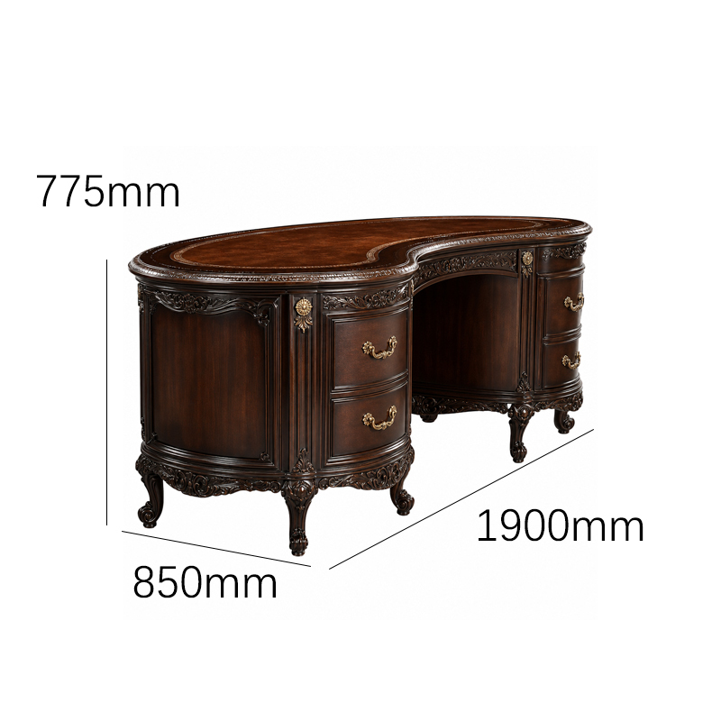 Versailles Kidney-Shape Executive Desk | Luxury French Classical Carved Leather-Top Writing Table - EKAR,EKAR FURNITURE CO.,LTD,Versailles Kidney-Shape Executive Desk | Luxury French Classical Carved Leather-Top Writing Table - EKAR,foshan furniture factory,custom Furniture factory,china furniture factory