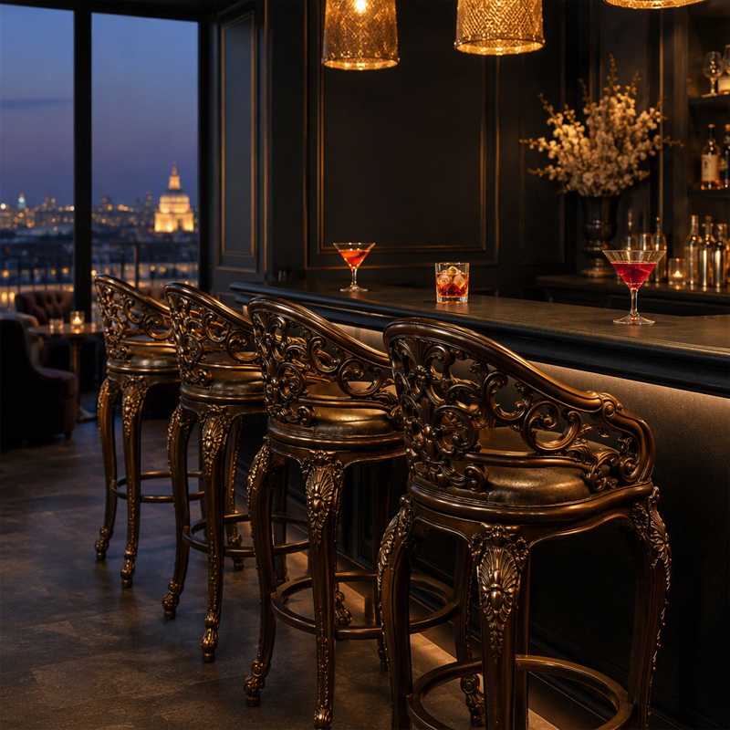Versailles Palmette-Crest Bar Stool | Luxury French Classical Carved Leather Counter Stool - EKAR,EKAR FURNITURE CO.,LTD,Versailles Palmette-Crest Bar Stool | Luxury French Classical Carved Leather Counter Stool - EKAR,foshan furniture factory,custom Furniture factory,china furniture factory