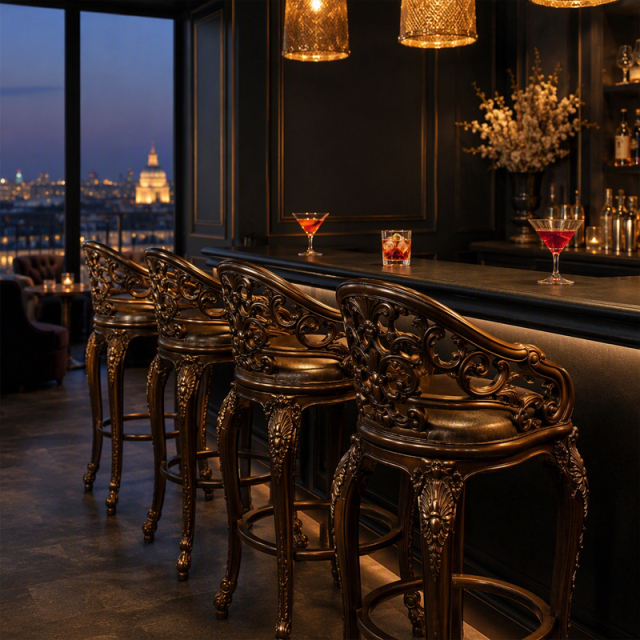 Versailles Palmette-Crest Bar Stool | Luxury French Classical Carved Leather Counter Stool - EKAR,EKAR FURNITURE CO.,LTD,Versailles Palmette-Crest Bar Stool | Luxury French Classical Carved Leather Counter Stool - EKAR,foshan furniture factory,custom Furniture factory,china furniture factory