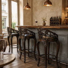 Versailles Palmette-Crest Bar Stool | Luxury French Classical Carved Leather Counter Stool - EKAR,EKAR FURNITURE CO.,LTD,Versailles Palmette-Crest Bar Stool | Luxury French Classical Carved Leather Counter Stool - EKAR,foshan furniture factory,custom Furniture factory,china furniture factory
