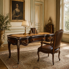 Burl-Wood Serpentine Writing Desk | Luxury French Provincial Curved Executive Desk - EKAR FURNITURE,EKAR FURNITURE CO.,LTD,Burl-Wood Serpentine Writing Desk | Luxury French Provincial Curved Executive Desk - EKAR FURNITURE,foshan furniture factory,custom Furniture factory,china furniture factory