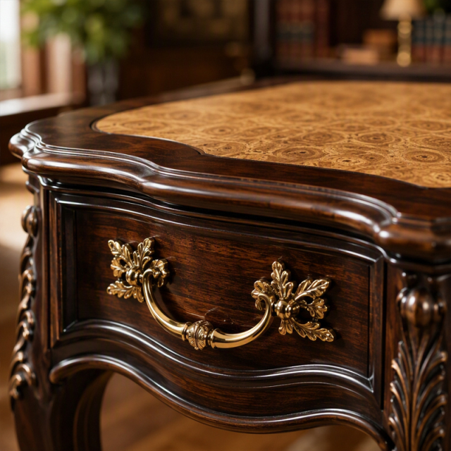 Burl-Wood Serpentine Writing Desk | Luxury French Provincial Curved Executive Desk - EKAR FURNITURE,EKAR FURNITURE CO.,LTD,Burl-Wood Serpentine Writing Desk | Luxury French Provincial Curved Executive Desk - EKAR FURNITURE,foshan furniture factory,custom Furniture factory,china furniture factory