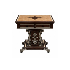 Silver Regent Square Pedestal Game Table | Luxury French Classical Mahjong Card Table - EKAR FURNITURE,EKAR FURNITURE CO.,LTD,Silver Regent Square Pedestal Game Table | Luxury French Classical Mahjong Card Table - EKAR FURNITURE,foshan furniture factory,custom Furniture factory,china furniture factory