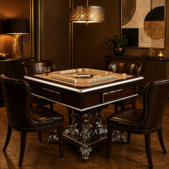 Silver Regent Square Pedestal Game Table | Luxury French Classical Mahjong Card Table - EKAR FURNITURE,EKAR FURNITURE CO.,LTD,Silver Regent Square Pedestal Game Table | Luxury French Classical Mahjong Card Table - EKAR FURNITURE,foshan furniture factory,custom Furniture factory,china furniture factory