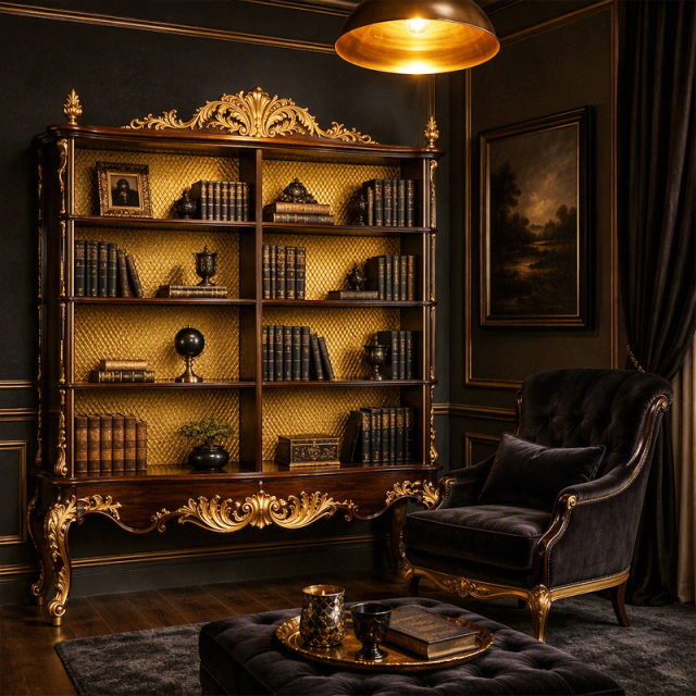 Versailles Gilded Open Bookcase | Luxury French Classical Diamond-Lattice Display Shelving - EKAR,EKAR FURNITURE CO.,LTD,Versailles Gilded Open Bookcase | Luxury French Classical Diamond-Lattice Display Shelving - EKAR,foshan furniture factory,custom Furniture factory,china furniture factory