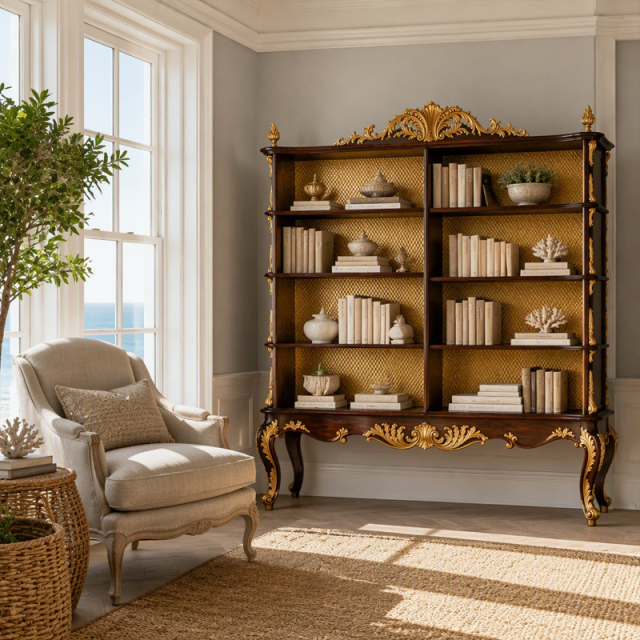 Versailles Gilded Open Bookcase | Luxury French Classical Diamond-Lattice Display Shelving - EKAR,EKAR FURNITURE CO.,LTD,Versailles Gilded Open Bookcase | Luxury French Classical Diamond-Lattice Display Shelving - EKAR,foshan furniture factory,custom Furniture factory,china furniture factory