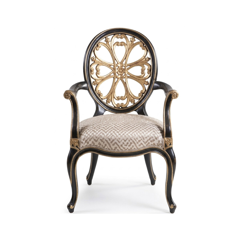 Versailles Gilded Fleur-de-Lis Game Chair | Luxury French Classical Ikat-Upholstered Armchair - EKAR,EKAR FURNITURE CO.,LTD,Versailles Gilded Fleur-de-Lis Game Chair | Luxury French Classical Ikat-Upholstered Armchair - EKAR,foshan furniture factory,custom Furniture factory,china furniture factory