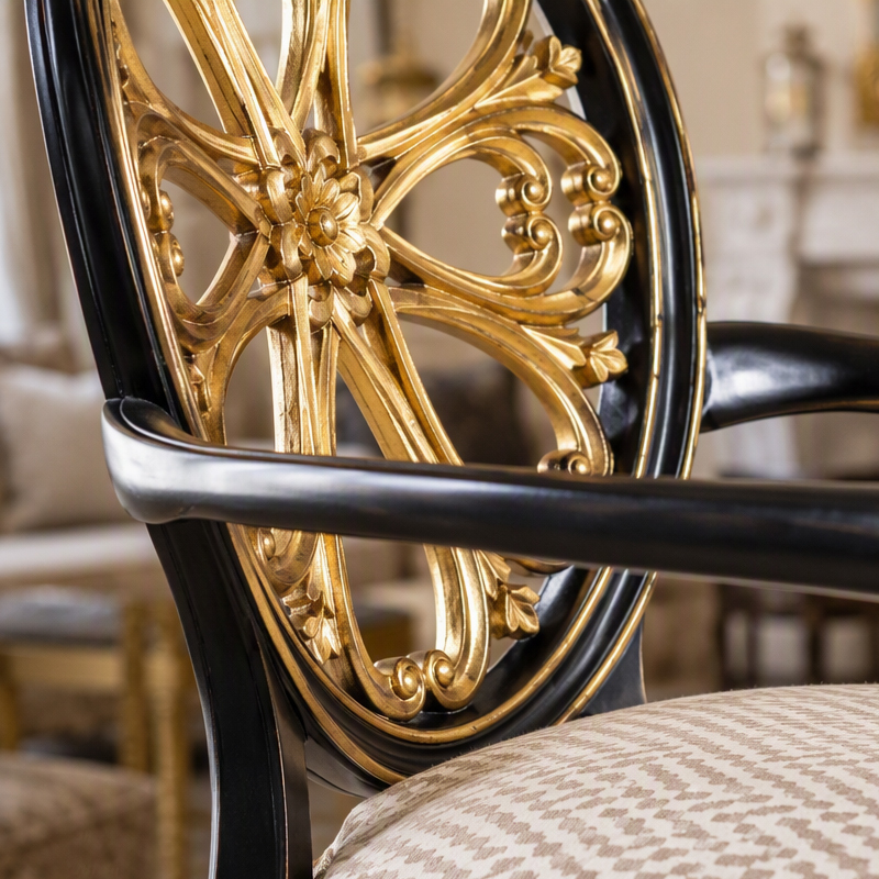 Versailles Gilded Fleur-de-Lis Game Chair | Luxury French Classical Ikat-Upholstered Armchair - EKAR,EKAR FURNITURE CO.,LTD,Versailles Gilded Fleur-de-Lis Game Chair | Luxury French Classical Ikat-Upholstered Armchair - EKAR,foshan furniture factory,custom Furniture factory,china furniture factory