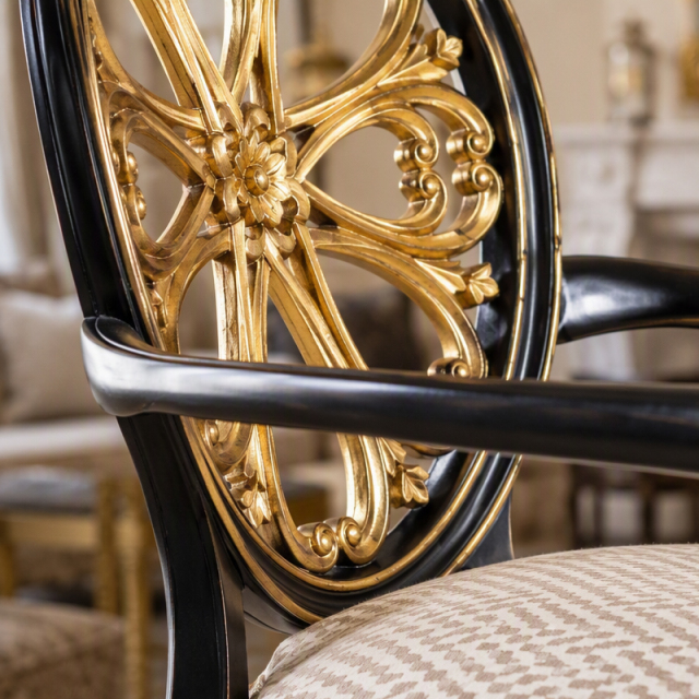 Versailles Gilded Fleur-de-Lis Game Chair | Luxury French Classical Ikat-Upholstered Armchair - EKAR,EKAR FURNITURE CO.,LTD,Versailles Gilded Fleur-de-Lis Game Chair | Luxury French Classical Ikat-Upholstered Armchair - EKAR,foshan furniture factory,custom Furniture factory,china furniture factory