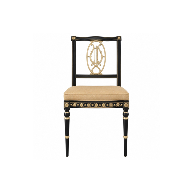 Empire Lyre-Back Gilded Dining Chair | Luxury French Neoclassical Champagne Upholstered Seating - EKAR,EKAR FURNITURE CO.,LTD,Empire Lyre-Back Gilded Dining Chair | Luxury French Neoclassical Champagne Upholstered Seating - EKAR,foshan furniture factory,custom Furniture factory,china furniture factory