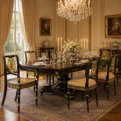 Empire Lyre-Back Gilded Dining Chair | Luxury French Neoclassical Champagne Upholstered Seating - EKAR,EKAR FURNITURE CO.,LTD,Empire Lyre-Back Gilded Dining Chair | Luxury French Neoclassical Champagne Upholstered Seating - EKAR,foshan furniture factory,custom Furniture factory,china furniture factory