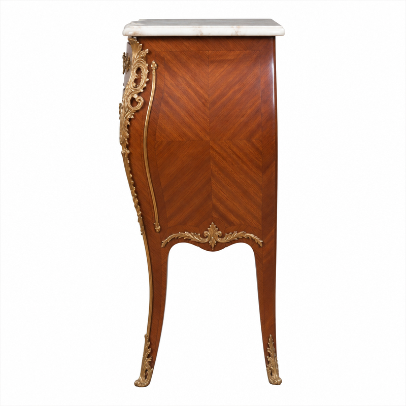 Louis XV Bombe Marquetry Commode | Luxury French Classical Two-Drawer Marble-Top Sideboard - EKAR,EKAR FURNITURE CO.,LTD,Louis XV Bombe Marquetry Commode | Luxury French Classical Two-Drawer Marble-Top Sideboard - EKAR,foshan furniture factory,custom Furniture factory,china furniture factory