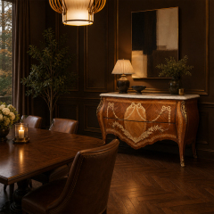 Louis XV Bombe Marquetry Commode | Luxury French Classical Two-Drawer Marble-Top Sideboard - EKAR,EKAR FURNITURE CO.,LTD,Louis XV Bombe Marquetry Commode | Luxury French Classical Two-Drawer Marble-Top Sideboard - EKAR,foshan furniture factory,custom Furniture factory,china furniture factory