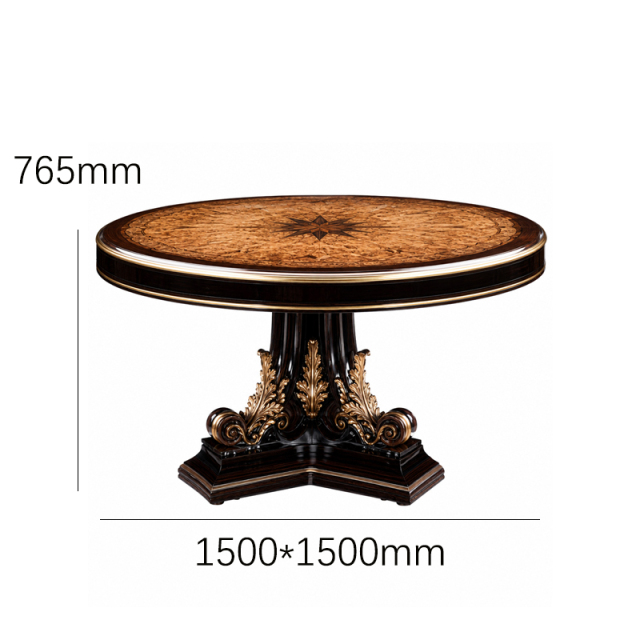 Chateau Compass-Rose Round Dining Table | Luxury French Classical Burl Marquetry Pedestal Table - EKAR,EKAR FURNITURE CO.,LTD,Chateau Compass-Rose Round Dining Table | Luxury French Classical Burl Marquetry Pedestal Table - EKAR,foshan furniture factory,custom Furniture factory,china furniture factory