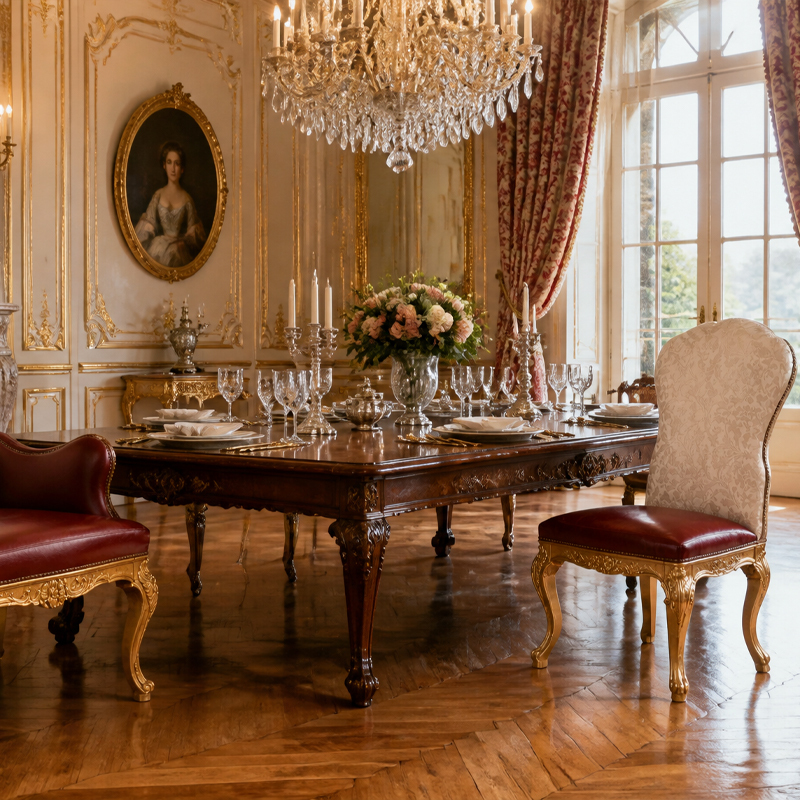 Chateau Damask &amp; Leather Dining Chair | Luxury French Classical Gilded Cabriole Seating - EKAR FURNITURE,EKAR FURNITURE CO.,LTD,Chateau Damask &amp; Leather Dining Chair | Luxury French Classical Gilded Cabriole Seating - EKAR FURNITURE,foshan furniture factory,custom Furniture factory,china furniture factory