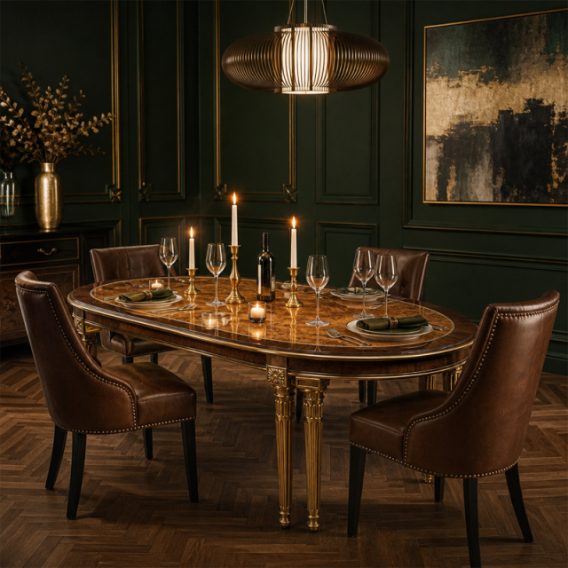 Aurelian Oval Burl &amp; Gilded Dining Table | Luxury French Neoclassical Eight-Leg Conference Table - EKAR,EKAR FURNITURE CO.,LTD,Aurelian Oval Burl &amp; Gilded Dining Table | Luxury French Neoclassical Eight-Leg Conference Table - EKAR,foshan furniture factory,custom Furniture factory,china furniture factory