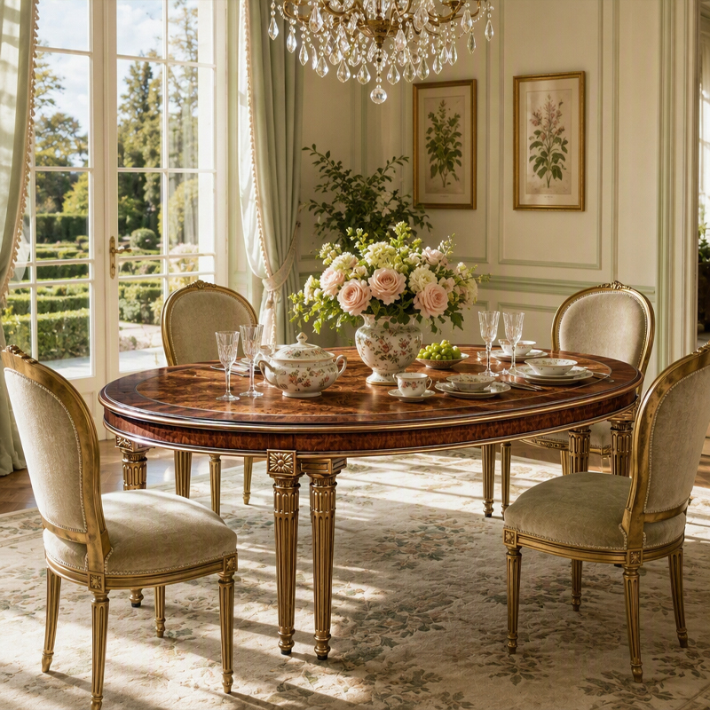 Aurelian Oval Burl &amp; Gilded Dining Table | Luxury French Neoclassical Eight-Leg Conference Table - EKAR,EKAR FURNITURE CO.,LTD,Aurelian Oval Burl &amp; Gilded Dining Table | Luxury French Neoclassical Eight-Leg Conference Table - EKAR,foshan furniture factory,custom Furniture factory,china furniture factory