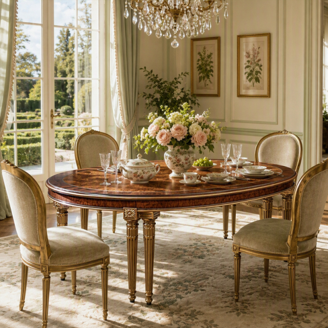 Aurelian Oval Burl &amp; Gilded Dining Table | Luxury French Neoclassical Eight-Leg Conference Table - EKAR,EKAR FURNITURE CO.,LTD,Aurelian Oval Burl &amp; Gilded Dining Table | Luxury French Neoclassical Eight-Leg Conference Table - EKAR,foshan furniture factory,custom Furniture factory,china furniture factory