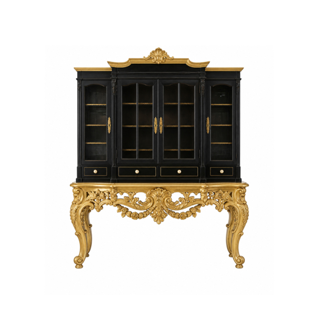Chateau Noir &amp; Gold Grand Vitrine Wine Cabinet | Luxury French Rococo Glass Display Cellar - EKAR,EKAR FURNITURE CO.,LTD,Chateau Noir &amp; Gold Grand Vitrine Wine Cabinet | Luxury French Rococo Glass Display Cellar - EKAR,foshan furniture factory,custom Furniture factory,china furniture factory