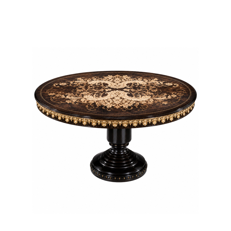 Aurelian Acanthus Marquetry Round Dining Table | Luxury French Neoclassical Gilded Pedestal Table - EKAR,EKAR FURNITURE CO.,LTD,Aurelian Acanthus Marquetry Round Dining Table | Luxury French Neoclassical Gilded Pedestal Table - EKAR,foshan furniture factory,custom Furniture factory,china furniture factory