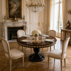 Aurelian Acanthus Marquetry Round Dining Table | Luxury French Neoclassical Gilded Pedestal Table - EKAR,EKAR FURNITURE CO.,LTD,Aurelian Acanthus Marquetry Round Dining Table | Luxury French Neoclassical Gilded Pedestal Table - EKAR,foshan furniture factory,custom Furniture factory,china furniture factory