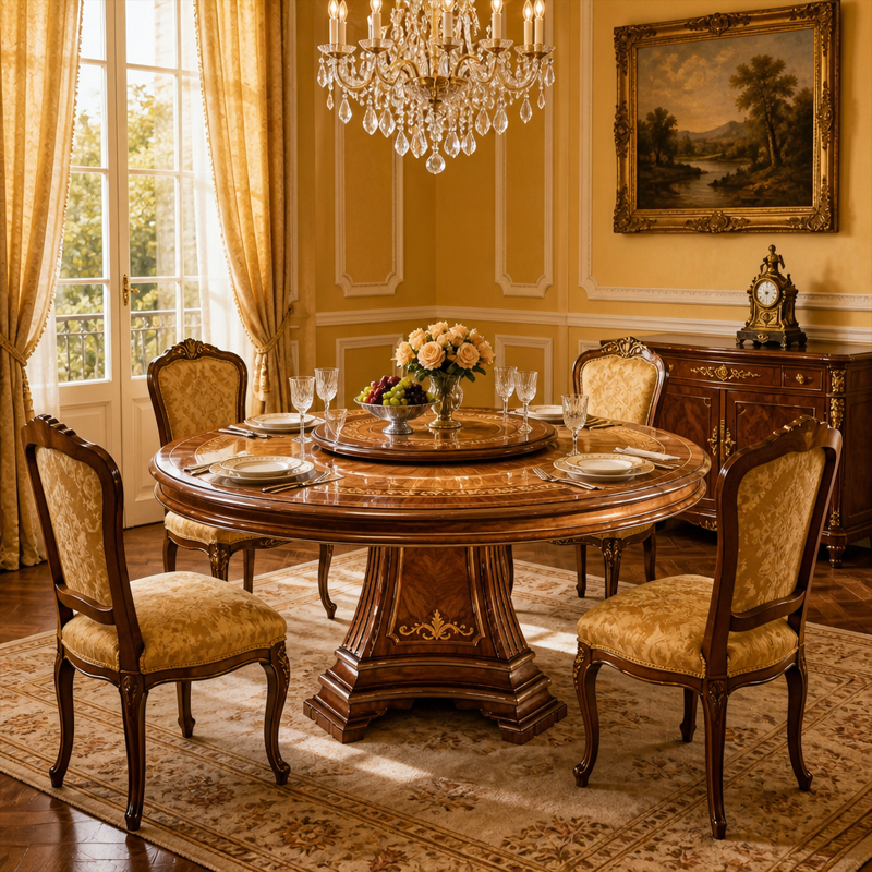 Aurelian Sunburst Marquetry Round Dining Table | Luxury French Neoclassical Lazy Susan Pedestal Table,EKAR FURNITURE CO.,LTD,Aurelian Sunburst Marquetry Round Dining Table | Luxury French Neoclassical Lazy Susan Pedestal Table,foshan furniture factory,custom Furniture factory,china furniture factory