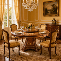 Aurelian Sunburst Marquetry Round Dining Table | Luxury French Neoclassical Lazy Susan Pedestal Table,EKAR FURNITURE CO.,LTD,Aurelian Sunburst Marquetry Round Dining Table | Luxury French Neoclassical Lazy Susan Pedestal Table,foshan furniture factory,custom Furniture factory,china furniture factory