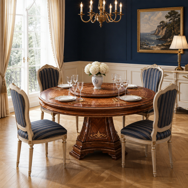 Aurelian Sunburst Marquetry Round Dining Table | Luxury French Neoclassical Lazy Susan Pedestal Table,EKAR FURNITURE CO.,LTD,Aurelian Sunburst Marquetry Round Dining Table | Luxury French Neoclassical Lazy Susan Pedestal Table,foshan furniture factory,custom Furniture factory,china furniture factory
