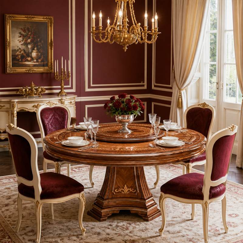 Aurelian Sunburst Marquetry Round Dining Table | Luxury French Neoclassical Lazy Susan Pedestal Table,EKAR FURNITURE CO.,LTD,Aurelian Sunburst Marquetry Round Dining Table | Luxury French Neoclassical Lazy Susan Pedestal Table,foshan furniture factory,custom Furniture factory,china furniture factory